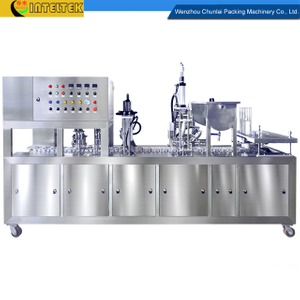 BG60-2C Line Type Two Cups per Time Sour Cream Yogurt Cup Filling and Sealing Machine 