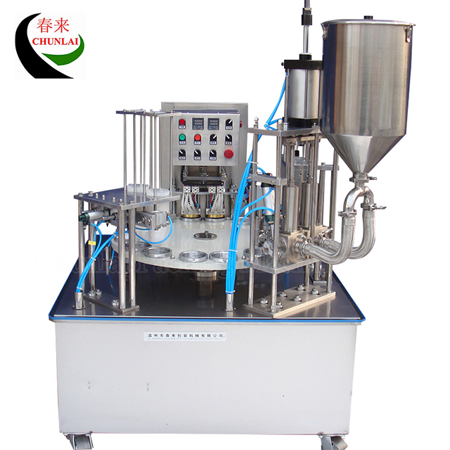 KIS-900-2 Automatic Rotary Type Yogurt Cup Filling Sealing Machine
