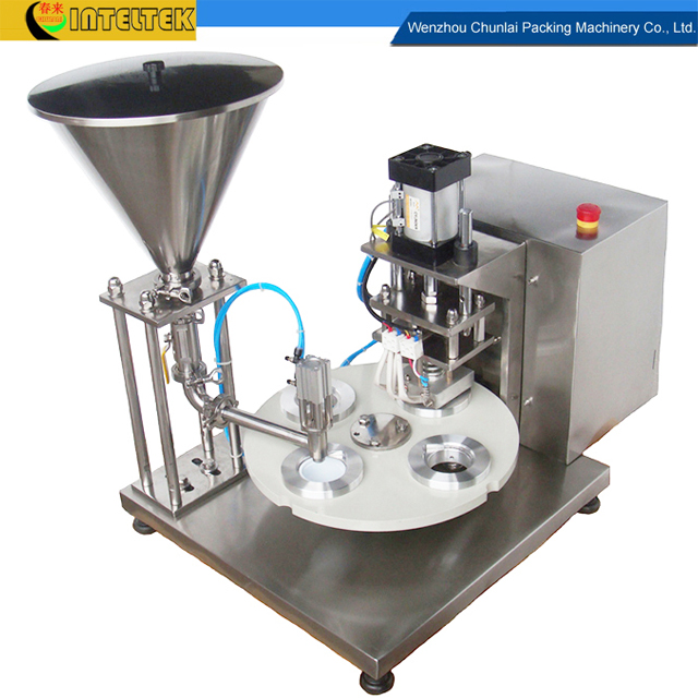 4 Positions Semi Automatic Rotary Type Cup Liquid Filling and Sealing Machine